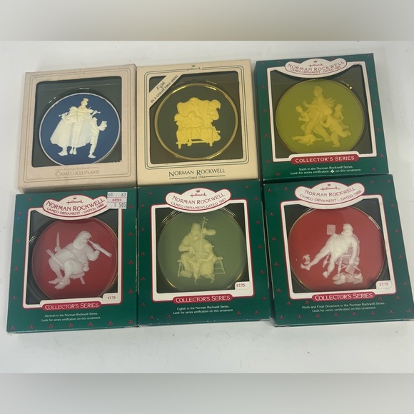 Vintage Norman Rockwell Cameo Hallmark Keepsake Ornament Set of 6 80's #2, #5-9 - Picture 3 of 12